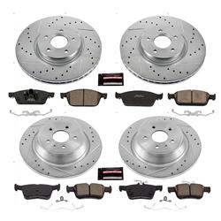 Pads and Rotors, Evolution Sport, Cross-Drilled/Slotted Surface, Iron, Zinc Plated, 12.600 in./12.440 in. Diameter, Z23 Carbon Fiber Ceramic Pads, Kit