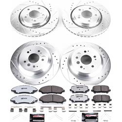 Brake Rotor and Pad Combo, Z36 Truck and Tow, Front/Rear, Cross-drilled/Slotted Rotors, Zinc Dichromate, Carbon Fiber Ceramic Pads, for use on Honda®