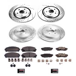 Brake Rotor and Pad Combo, Z23 Evolution Sport Upgrade, Front/Rear, Cross-drilled/Slotted Rotors, Zinc Dichromate, Carbon Fiber Ceramic Pads, Lexus