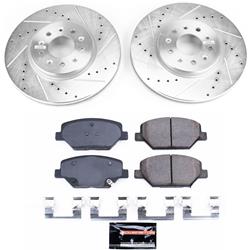 Brake Rotor and Pad Combos, Z23 Evolution Sport Brake Upgrade, Front, Cross-drilled/Slotted Rotors, Carbon Fiber Ceramic Pads, Buick, Chevy, GMC, Kit