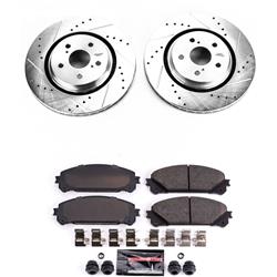 Brake Rotor and Pad Combo, Z23 Evolution Sport Upgrade, Front, Cross-drilled/Slotted Rotors, Zinc Dichromate, Carbon Fiber Ceramic Pads, Lexus, Kit