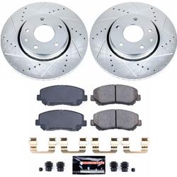 Brake Rotor and Pad Combo, Z23 Evolution Sport Upgrade, Front, Cross-drilled/Slotted, Zinc Dichromate Plated, Carbon Fiber Ceramic Pads, Mazda, Kit