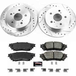 Brake Rotor and Pad Combo, Z23 Evolution Sport Upgrade, Rear, Cross-drilled/Slotted Rotors, Zinc Dichromate Plated, Carbon Fiber Ceramic Pads, Lexus