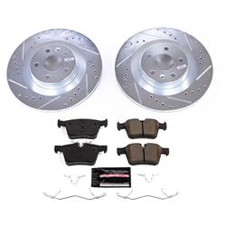 Brake Rotor and Pad Combo, Z23 Evolution Sport Upgrade, Rear, Cross-drilled/Slotted Rotors, Zinc Dichromate Plated, Carbon Fiber Ceramic Pads, Volvo