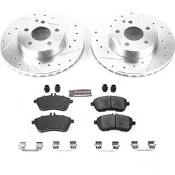Brake Rotor and Pad Combo, Z23 Evolution Sport Upgrade, Front, Cross-drilled/Slotted Rotors, Zinc Dichromate, Carbon Fiber Ceramic Pads, Mercedes-Benz
