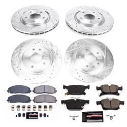 Brake Rotor and Pad Combos, Z23 Evolution Sport Brake Upgrade, Front and Rear, Cross-drilled/Slotted Rotors, Carbon Fiber Ceramic Pads, Chrysler, Kit