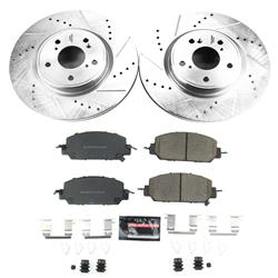 Rotors/Pads, Evolution Sport, Z23 Carbon Fiber Ceramic Pads, Iron Rotors, Zinc Plated, Cross-Drilled/Slotted, Front, For use on Honda®, Set