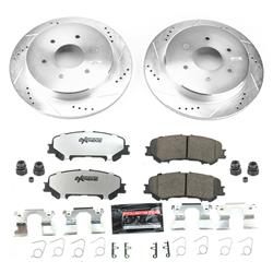 Brake Rotor and Pad Combos, Z36 Truck and Tow Performance Brake Kits, Rear, Cross-drilled/Slotted Rotors, Carbon Fiber Ceramic Pads, for Nissan, Kit