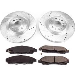 Brake Rotor and Pad Combos, Z23 Evolution Sport Brake Upgrade, Front, Cross-drilled/Slotted Rotors, Carbon Fiber Ceramic Pads, Buick, Cadillac, Kit