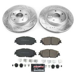 Rotors/Pads, Evolution Sport, Z23 Carbon Fiber Ceramic Pads, Iron Rotors, Zinc Plated, Cross-Drilled/Slotted, Front, Lexus, Toyota, Set