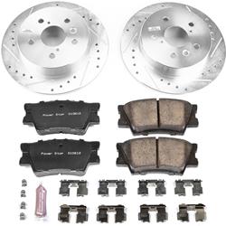 Brake Rotor and Pad Combo, Z23 Evolution Sport Upgrade, Rear, Cross-drilled/Slotted Rotors, Zinc Dichromate, Carbon Fiber Ceramic Pads, Toyota, Kit