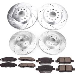 Brake Rotor and Pad Combos, Z23 Evolution Sport Upgrade, Front and Rear, Cross-drilled/Slotted Rotors, Carbon Fiber Ceramic Pads, Buick, Cadillac, Kit