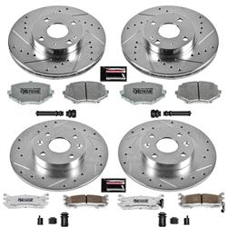 Brake Rotors/Pads, Iron, Drilled/Slotted, Zinc Plated, Carbon Ceramic Pads, Front/Rear, Mazda, Kit