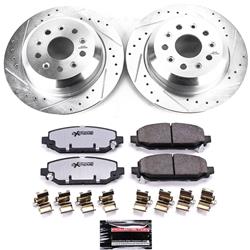 Brake Rotor and Pad Combo, Z36 Truck and Tow, Rear, Cross-drilled/Slotted Rotors, Zinc Dichromate Plated, Carbon Fiber Ceramic Pads, Jeep, Kit