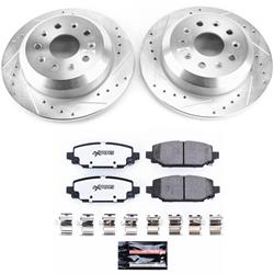 Brake Rotor and Pad Combo, Z36 Truck and Tow, Rear, Cross-drilled/Slotted Rotors, Zinc Dichromate Plated, Carbon Ceramic Pads, Jeep, Kit