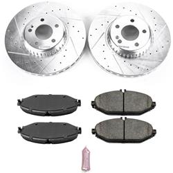 Brake Rotor and Pad Combo, Z23 Evolution Sport Upgrade, Front, Cross-drilled/Slotted, Zinc Dichromate Plated, Carbon Fiber Ceramic Pads, Mercedes-Benz