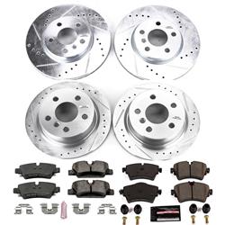 Brake Rotor and Pad Combo, Z23 Evolution Sport Upgrade, Front/Rear, Cross-drilled/Slotted, Zinc Dichromate Plated, Carbon Fiber Ceramic Pads, Kit