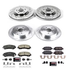 Pads and Rotors, Evolution Sport, Cross-Drilled/Slotted Surface, Iron, Zinc Plated, 12.600 in./12.130 in. Diameter, Z23 Carbon Fiber Ceramic Pads, Kit