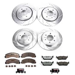 Brake Rotor and Pad Combo, Z36 Truck and Tow, Front/Rear, Cross-drilled/Slotted Rotors, Zinc Dichromate, Carbon Ceramic Pads, Ford, Lincoln, Kit