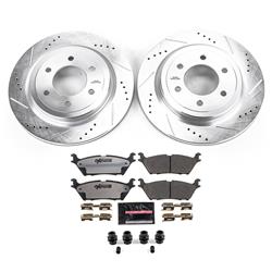 Brake Rotor and Pad Combo, Z36 Truck and Tow, Rear, Cross-drilled/Slotted Rotors, Zinc Dichromate Plated, Carbon Ceramic Pads, Ford, Lincoln, Kit