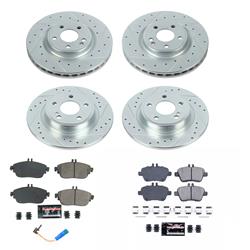 Rotors/Pads, Evolution Sport, Z23 Carbon Fiber Ceramic Pads, Iron Rotors, Zinc Plated, Drilled/Slotted, Front/Rear, Mercedes-Benz, for Infiniti, Set