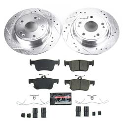 Rotors/Pads, Evolution Sport, Z23 Carbon Fiber Ceramic Pads, Iron Rotors, Zinc Plated, Cross-Drilled/Slotted, Rear, For use on Honda®, Set