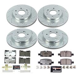 Rotors/Pads, Truck and Tow, Z36 Carbon Fiber Ceramic Pads, Iron Rotors, Zinc Plated, Cross-Drilled/Slotted, Front and Rear, Chevy, GMC, Set