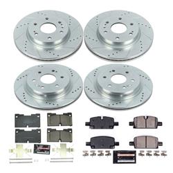 Rotors/Pads, Evolution Sport, Z23 Carbon Fiber Ceramic Pads, Iron Rotors, Zinc Plated, Cross-Drilled/Slotted, Front and Rear, Chevy, GMC, Set