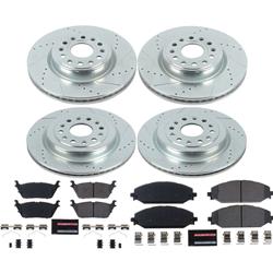 Rotors/Pads, Evolution Sport, Z23 Carbon Fiber Ceramic Pads, Iron Rotors, Zinc Plated, Cross-Drilled/Slotted, Front and Rear, RAM, Set