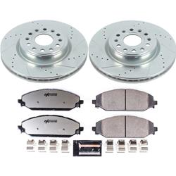 Rotors/Pads, Truck and Tow, Z36 Carbon Fiber Ceramic Pads, Iron Rotors, Zinc Plated, Cross-Drilled/Slotted, Front, RAM, Set