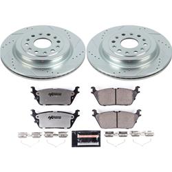 Rotors/Pads, Truck and Tow, Z36 Carbon Fiber Ceramic Pads, Iron Rotors, Zinc Plated, Cross-Drilled/Slotted, Rear, RAM, Set