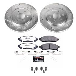 Brake Rotor and Pad Combos, Z36 Truck and Tow Performance, Front, Cross-drilled/Slotted Rotors, Carbon Fiber Ceramic Pads, for Nissan, Kit