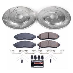 Brake Rotor and Pad Combos, Z23 Evolution Sport Brake Upgrade, Front, Cross-drilled/Slotted Rotors, Carbon Fiber Ceramic Pads, for Nissan, Kit