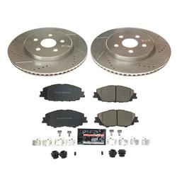 Rotors/Pads, Evolution Sport, Z23 Carbon Fiber Ceramic Pads, Iron Rotors, Zinc Plated, Cross-Drilled/Slotted, Front, Toyota, Set