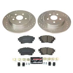 Rotors/Pads, Evolution Sport, Z23 Carbon Fiber Ceramic Pads, Iron Rotors, Zinc Plated, Cross-Drilled/Slotted, Rear, Toyota, Set