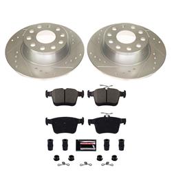 Rotors/Pads, Evolution Sport, Z23 Carbon Fiber Ceramic Pads, Iron Rotors, Zinc Plated, Cross-Drilled/Slotted, Rear, Volkswagen, Set