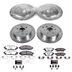 Brake Rotor and Pad Combos, Z36 Truck and Tow Performance, Front/Rear, Cross-drilled/Slotted Rotors, Carbon Fiber Ceramic Pads, for Nissan, Kit
