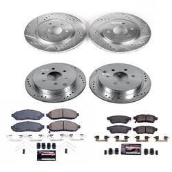 Brake Rotor and Pad Combos, Z23 Evolution Sport Brake Upgrade, Front/Rear, Cross-drilled/Slotted Rotors, Carbon Fiber Ceramic Pads, for Nissan, Kit