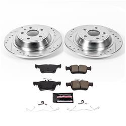 Rotors/Pads, Evolution Sport, Z23 Carbon Fiber Ceramic Pads, Iron Rotors, Zinc Plated, Cross-Drilled/Slotted, Rear, Ford, Set