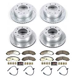 Brake Rotors/Pads, Drilled/Slotted, Iron, Zinc Dichromate Plated, Front, Rear, Chevy, GMC, Kit