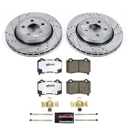 Brake Rotor and Pad Combos, Z26 Street Warrior Brake Upgrade, Cross-drilled and Slotted Rotors, Carbon Fiber Ceramic Pads, Rear, Dodge, Jeep, Kit