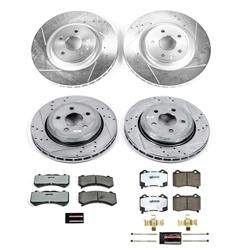 Brake Rotor and Pad Combos, Z26 Street Warrior Brake Upgrade, Cross-drilled and Slotted, Carbon Fiber Ceramic Pads, Front and Rear, Dodge, Jeep, Kit