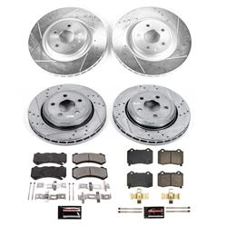 Brake Rotor and Pad Combos, Z23 Evolution Sport Brake Upgrade, Cross-drilled and Slotted, Carbon Fiber Ceramic Pads, Front and Rear, Dodge, Jeep, Kit