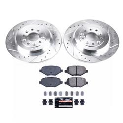 Brake Rotor and Pad Combos, Z23 Evolution Sport Brake Upgrade, Rear, Cross-drilled and Slotted Rotors, Carbon Fiber Ceramic Pads, Ford, Lincoln, Kit