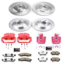 Disc Brake Kits, Z26 Street Warrior Performance Brake Kits, Front and Rear, Cross-drilled/Slotted Rotors, 1-piston Red Calipers, Ford, Kit