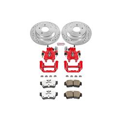 Brake Pads, Calipers, Drilled/Slotted Rotors, Rear, Ford, Kit