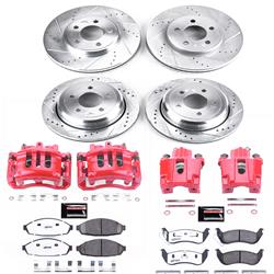 Disc Brake Kits, Z26 Street Warrior Performance, Front and Rear, Cross-drilled/Slotted Rotors, Red Powdercoated Calipers, Ford, Mercury, Kit