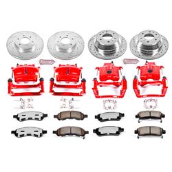 Disc Brake Kits, Z36 Truck and Tow Performance Brake Kits with Calipers, Front and Rear, Cross-drilled/Slotted Rotors, Red Calipers, Chevy, Saab, Kit