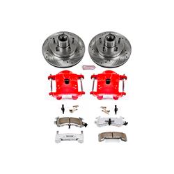 Disc Brake Kits, Z26 Street Warrior Performance Brake Kits, Front, Cross-drilled/Slotted Rotors, Red Calipers, Buick, Chevy, GMC, Olds, Pontiac, Kit