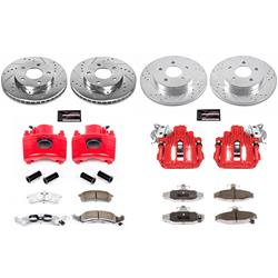 Brake Pads, Z26, Red Calipers, Drilled/Slotted Rotors, Front/Rear, Chevy, Pontiac, Kit